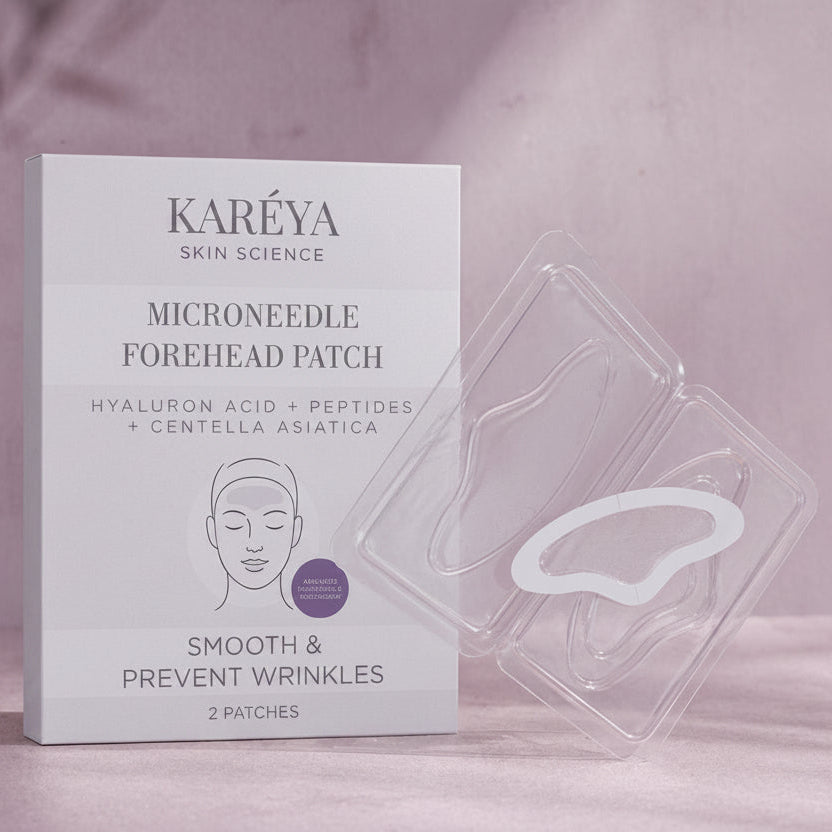 Karéya mikrotűs homloktapasz csomagolásban – microneedle patch homlokráncok ellen