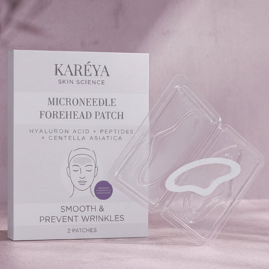 Karéya mikrotűs homloktapasz csomagolásban – microneedle patch homlokráncok ellen